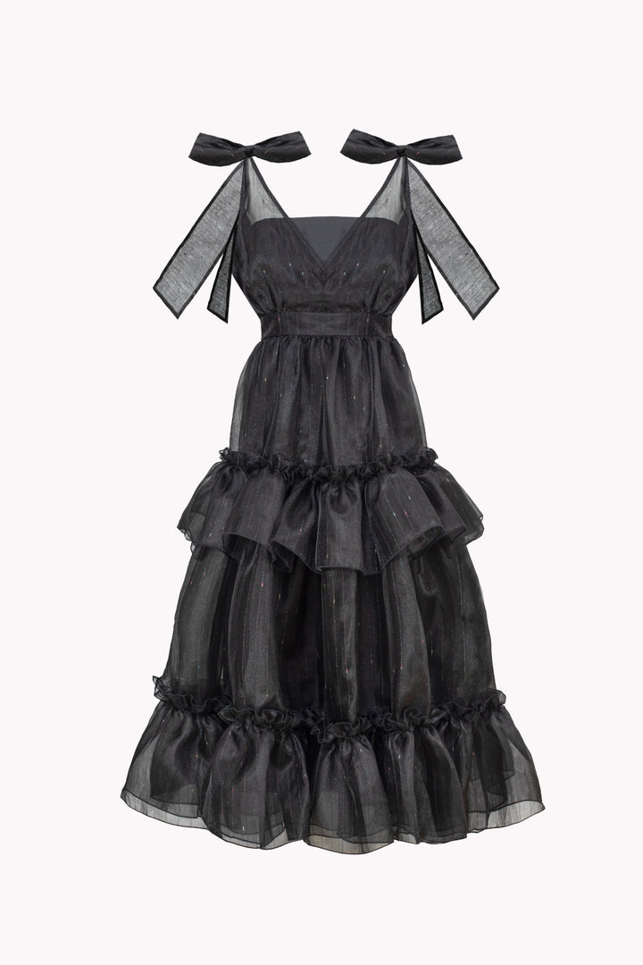 DRESS WITH BOWS ON THE SHOULDER