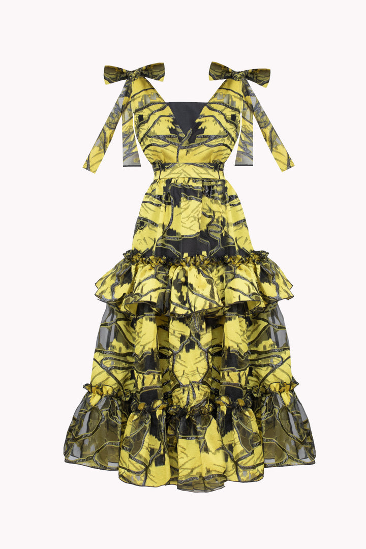 DRESS WITH BOWS ON THE SHOULDER