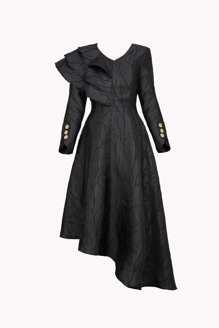 ASYMMETRICAL DRESS WITH LONG SLEEVES