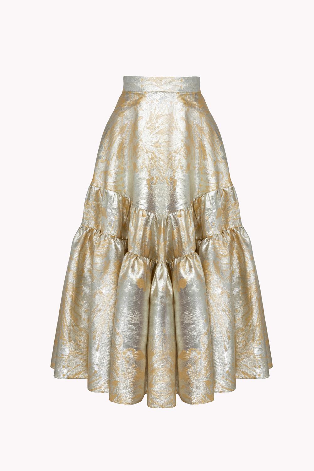 AURORA JACQUARD RUFFLED MAXI SKIRT