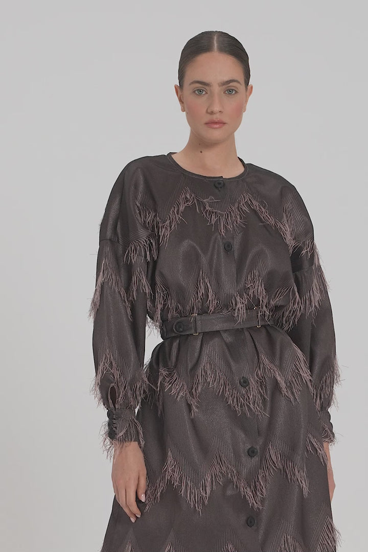 BUTTON-FRONT DRESS WITH LONG SLEEVES