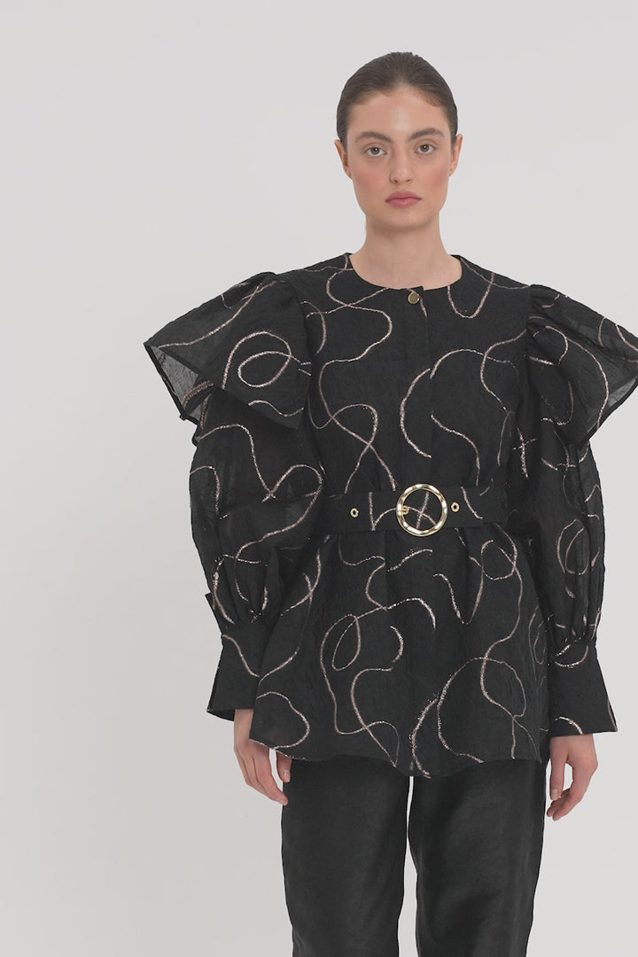 LONG BLOUSE WITH LONG SLEEVES AND A WAIST BELT