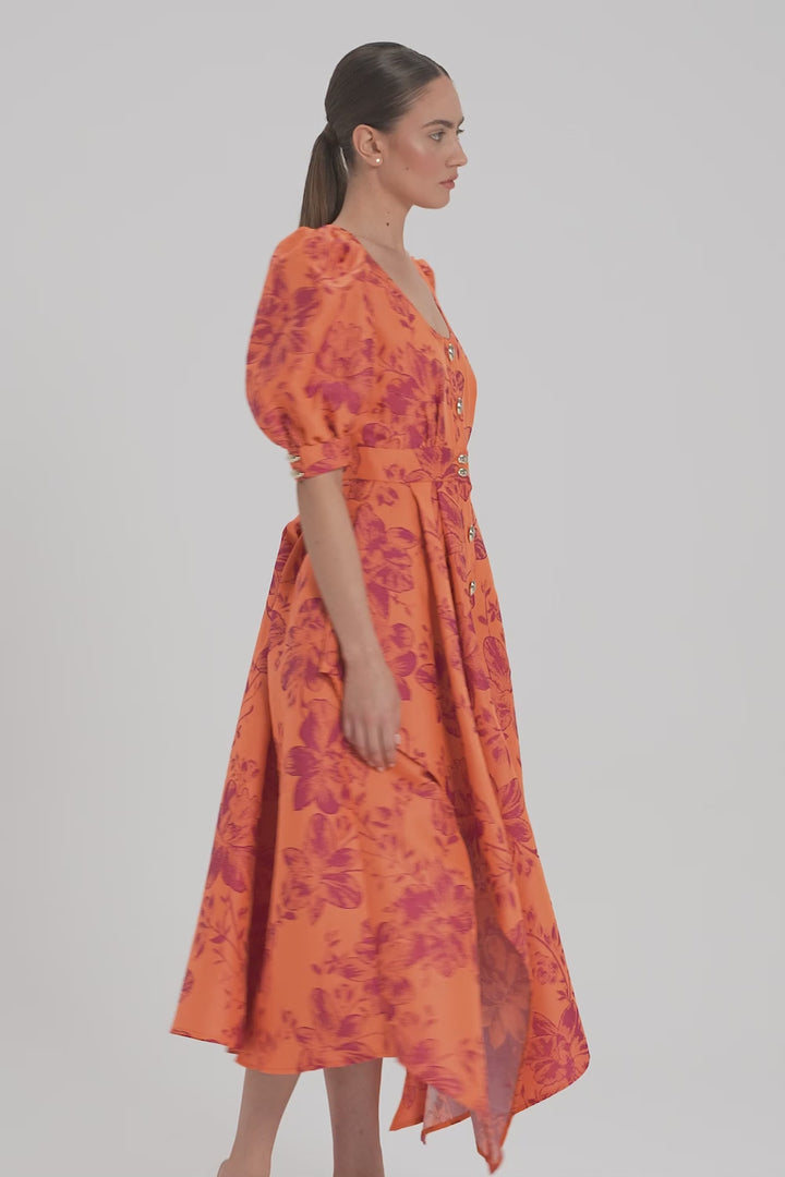 FLORAL BUTTON-FRONT DRESS